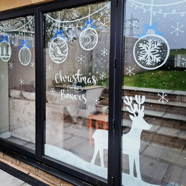 White Christmas Bauble window paint idea