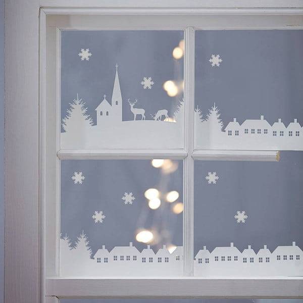 Christmas Village Scene Vinyl Stickers window decor idea