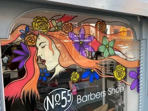 Colorful Haircut Art hair salon window