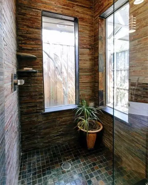 Natural and Moody Tile Selection shower window