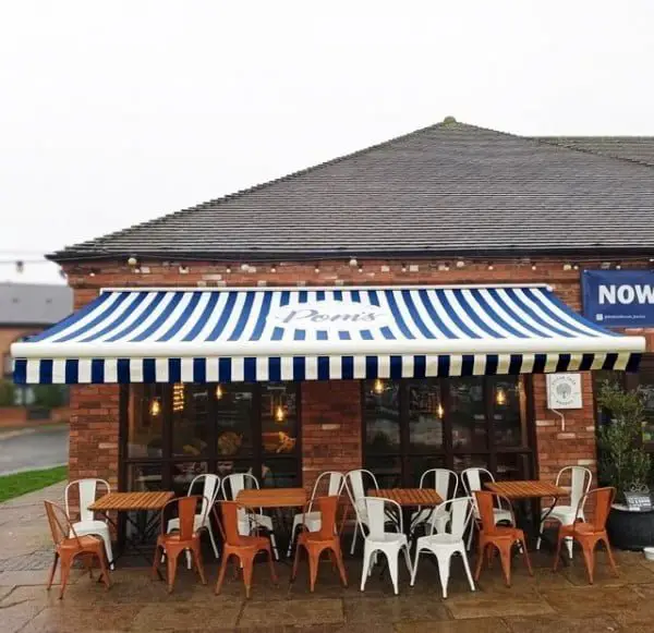 Striped Awning with Personalised Branding window awning