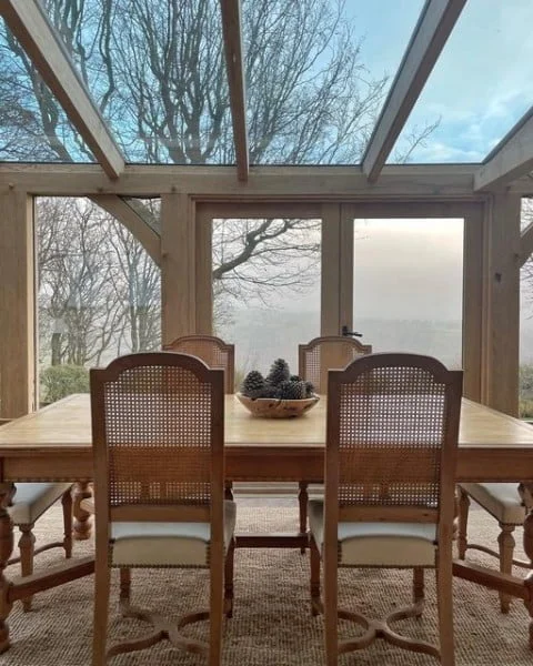 New chairs sunroom windows