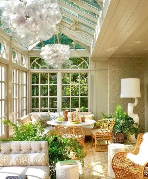 Bubble Chandeliers sunroom windows