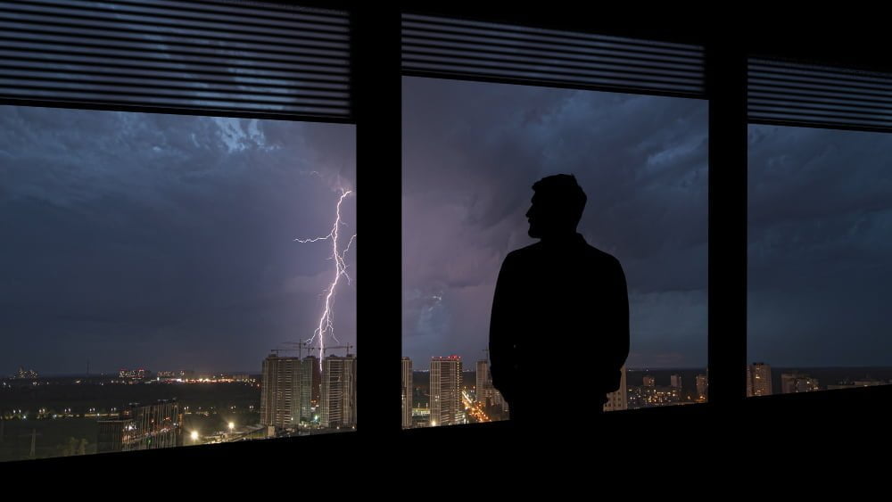 storm seen in window