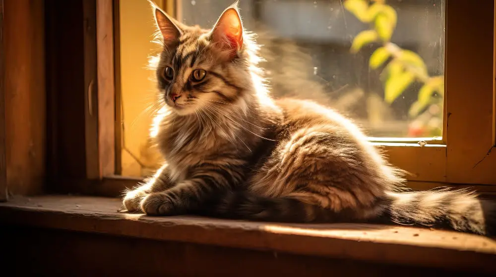 cat in window sunlight