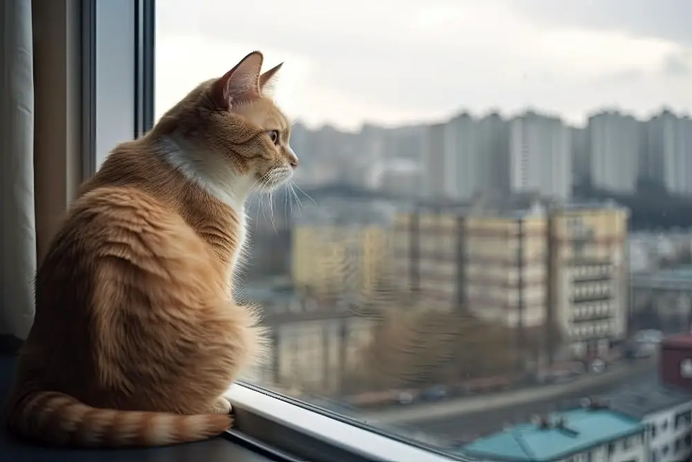 cat looking at window