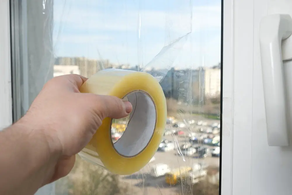 broken window duct tape