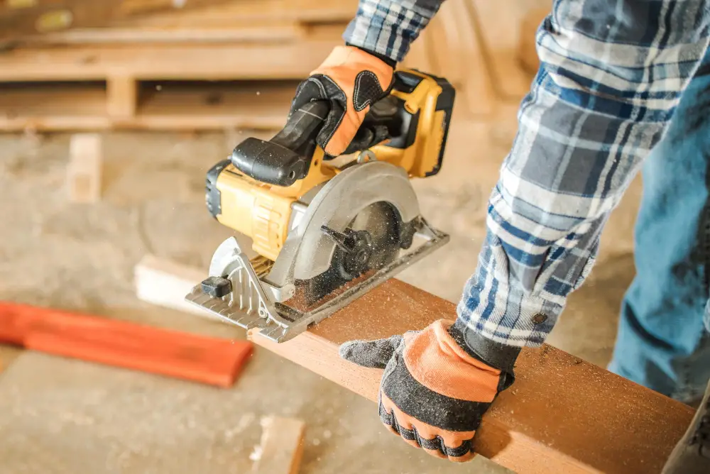 Cutting New Window Sill Portable Circular Saw