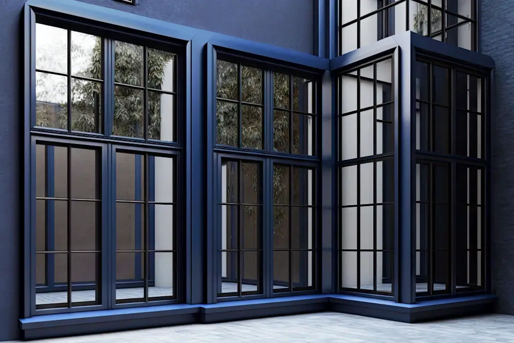 blue aluminum window