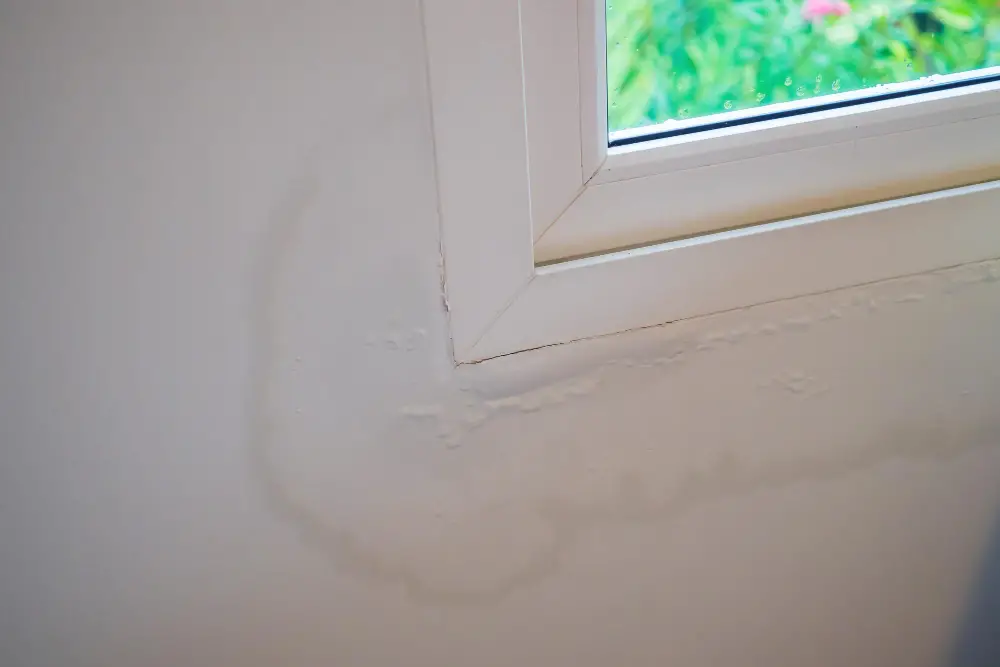 water stain show peeling paint window