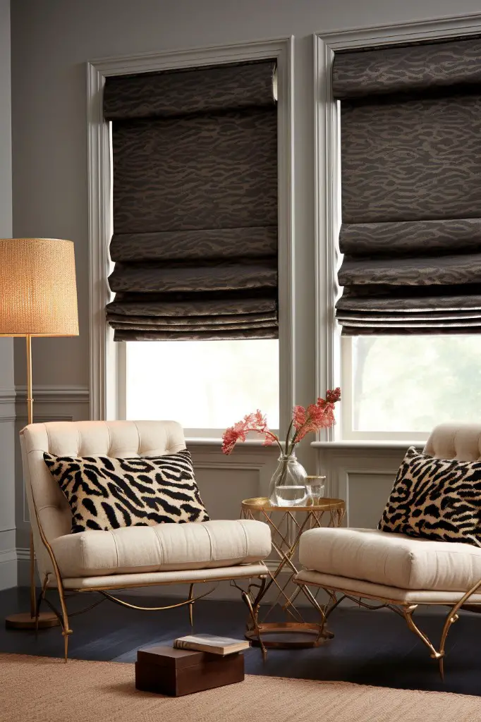 animal print faux roman shade