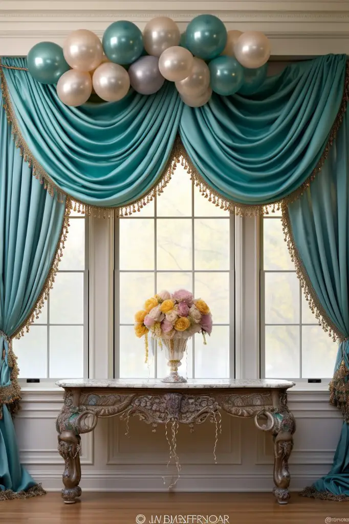 balloon valance with beaded detail