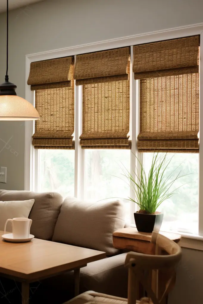 bamboo blinds with woven valance