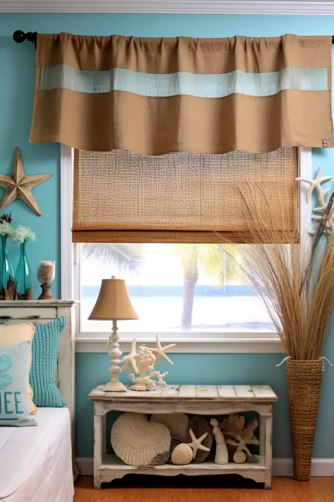 burlap coastal valance