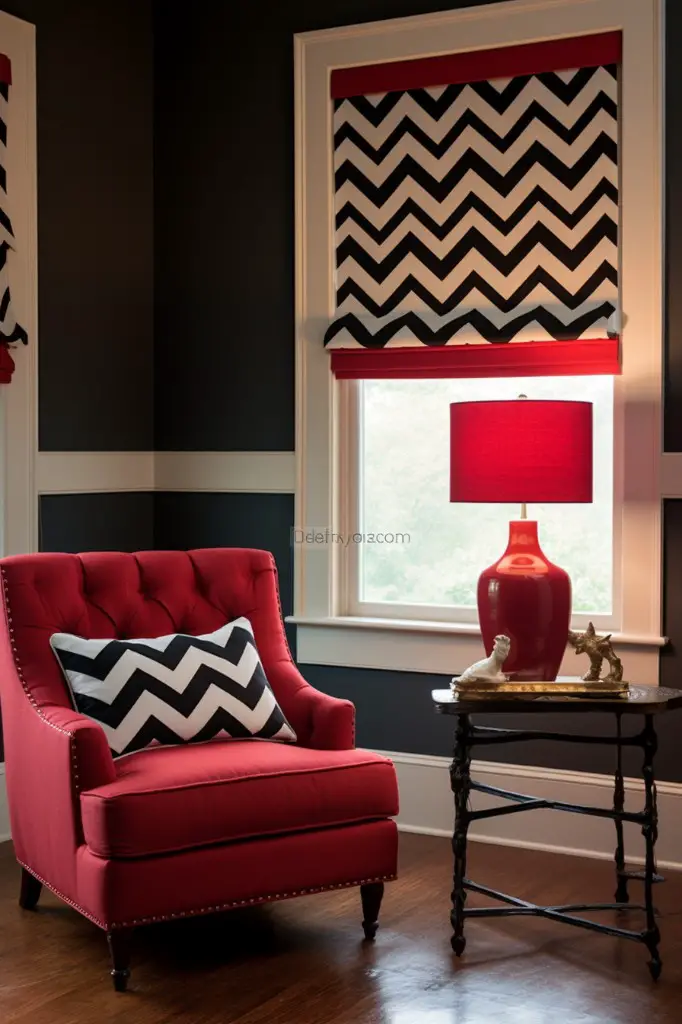 chevron painted faux roman shade