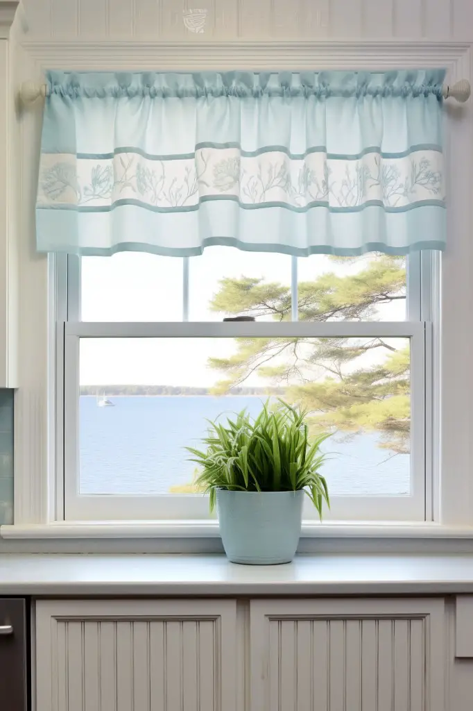 light blue seascape valance