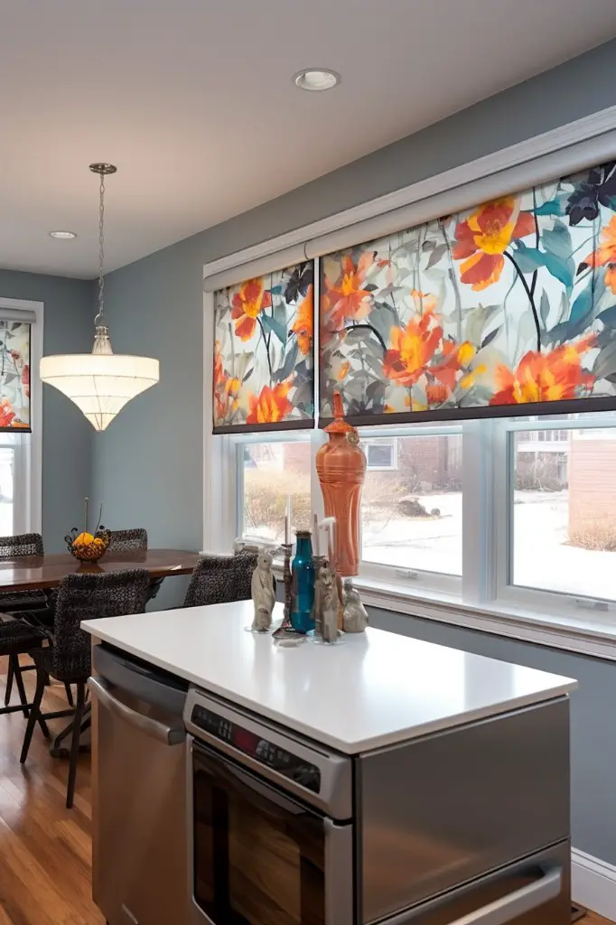 motorized blinds with a digitally printed valance