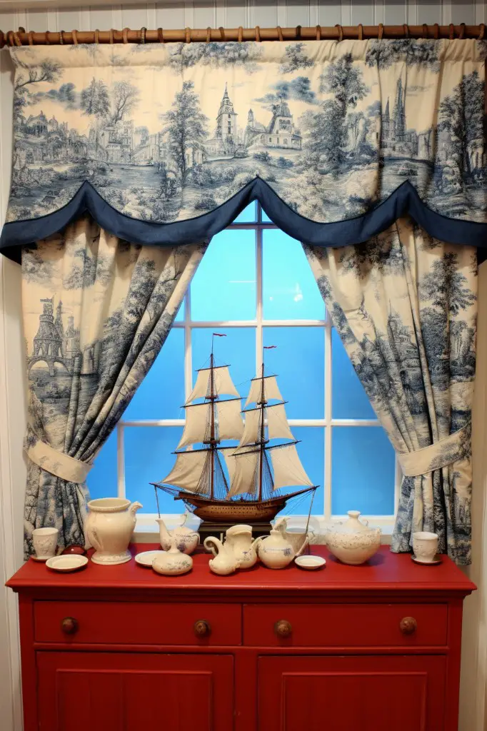 nautical themed toile valance