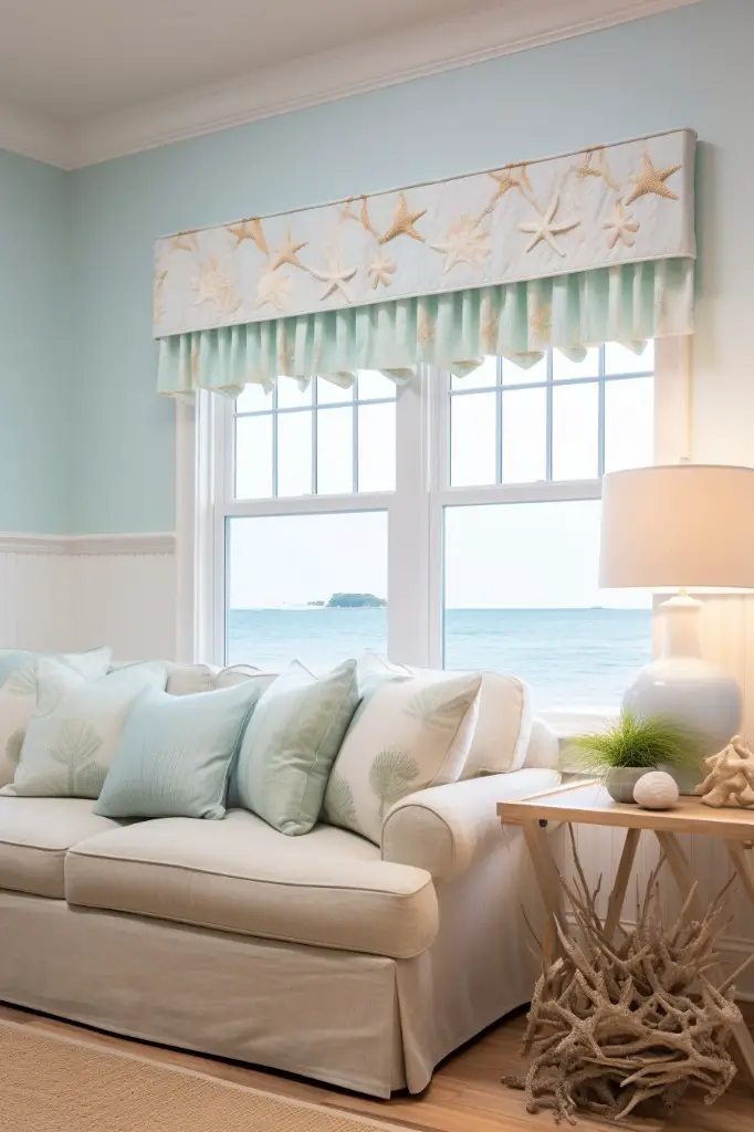 seashell print valance