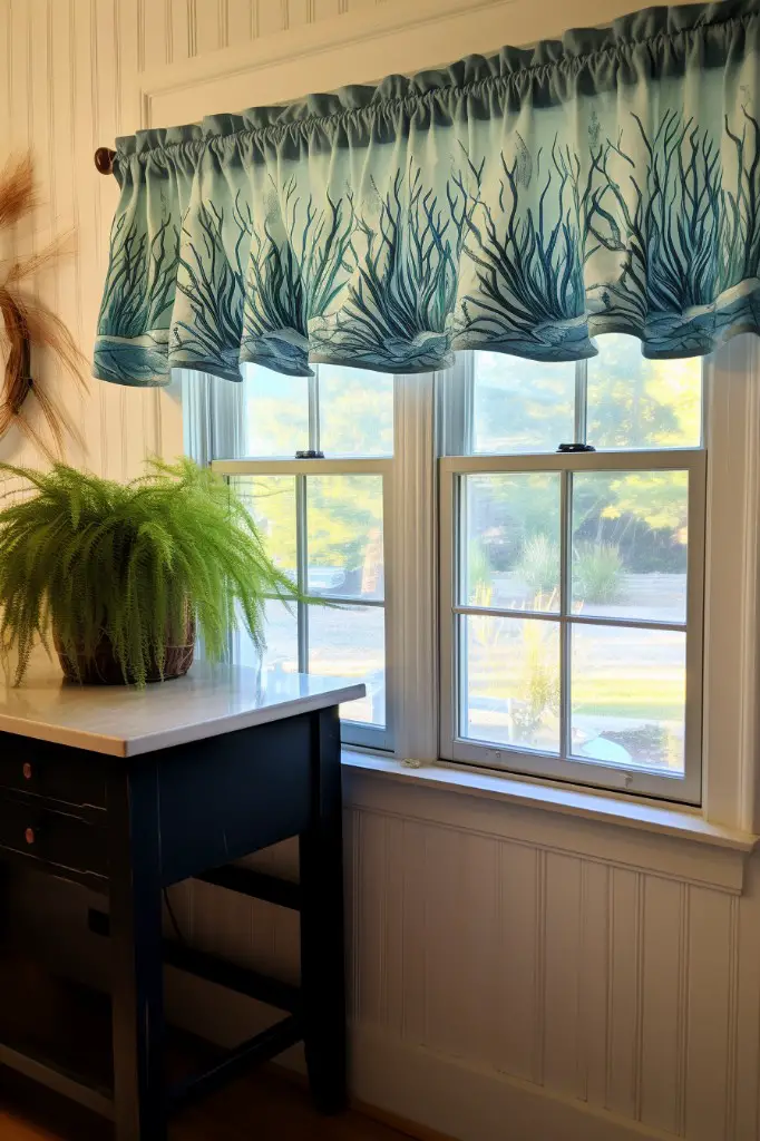 seaweed and fish patterned valance