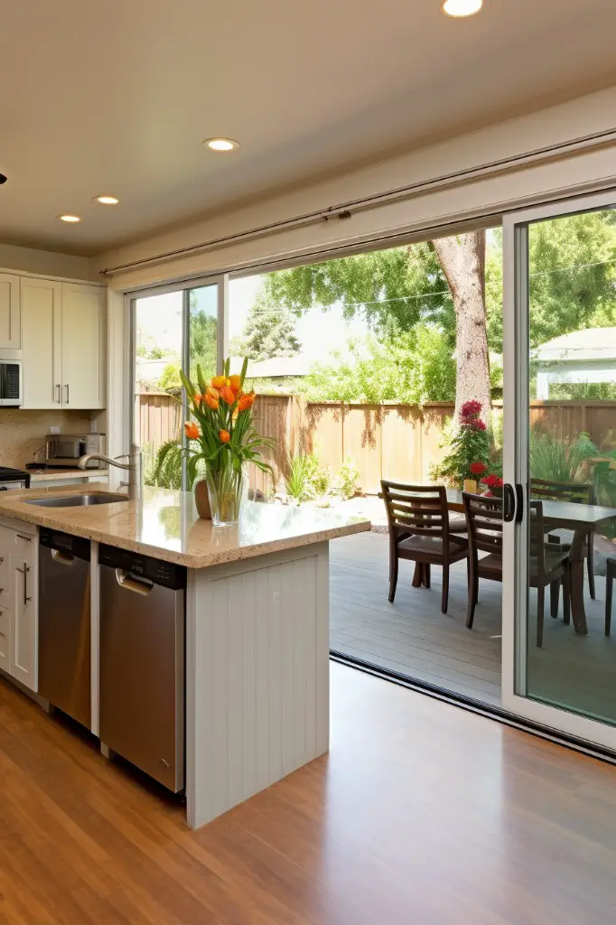 sliding patio doorswindows in the kitchen area