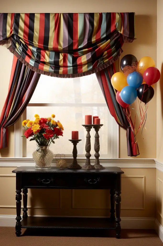 striped fabric balloon valance