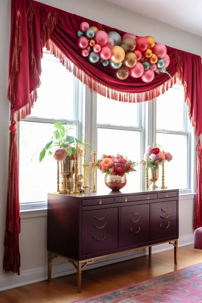 tassel trim balloon valance