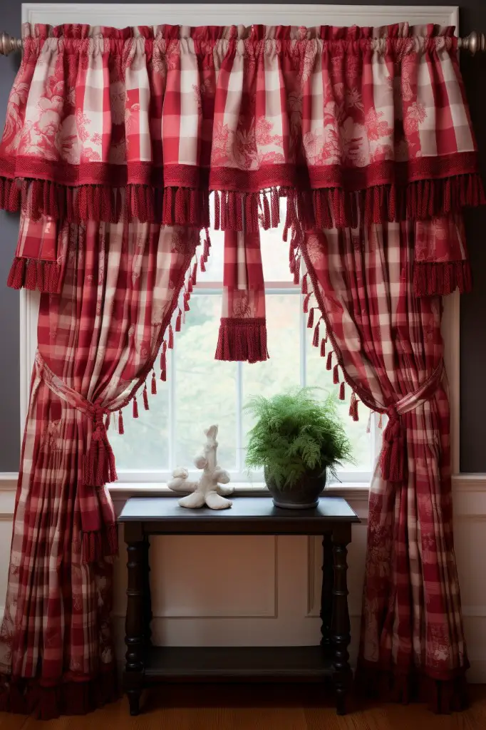 toile valance with tassel fringe