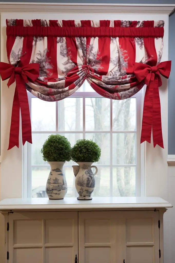 toile valance with tie up design