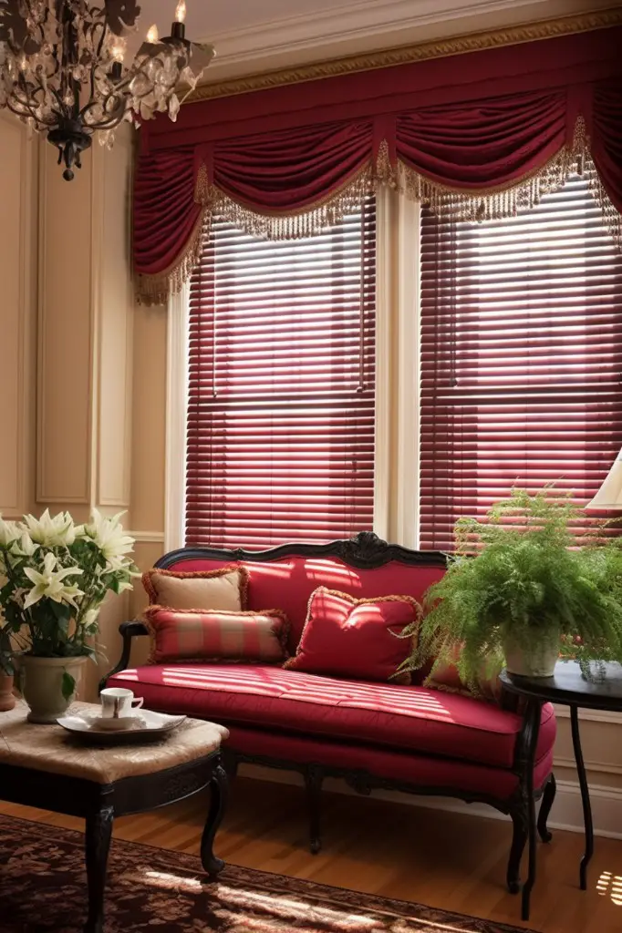 venetian blinds with scalloped valance