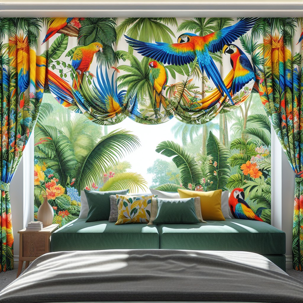 add valances in a tropical print