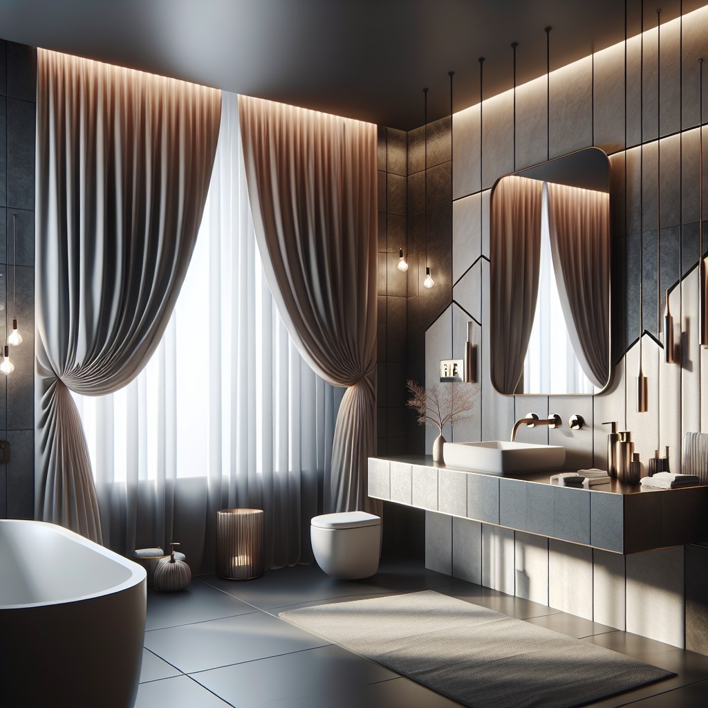 asymmetrical valances for modern bathrooms