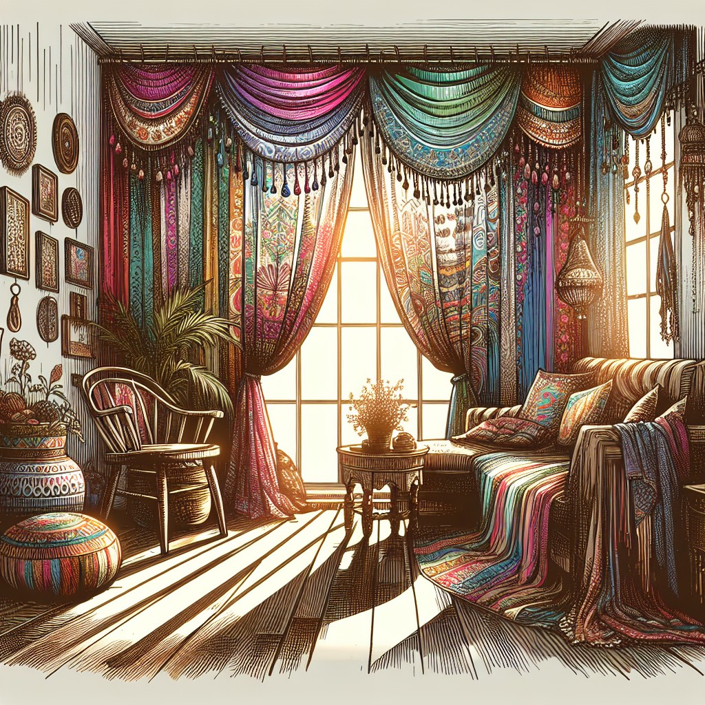 bohemian style pencil pleat curtains for creativity