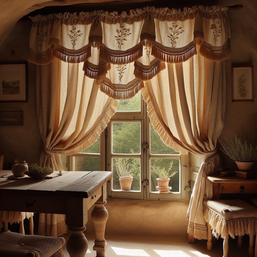 french country valances with fringetrim