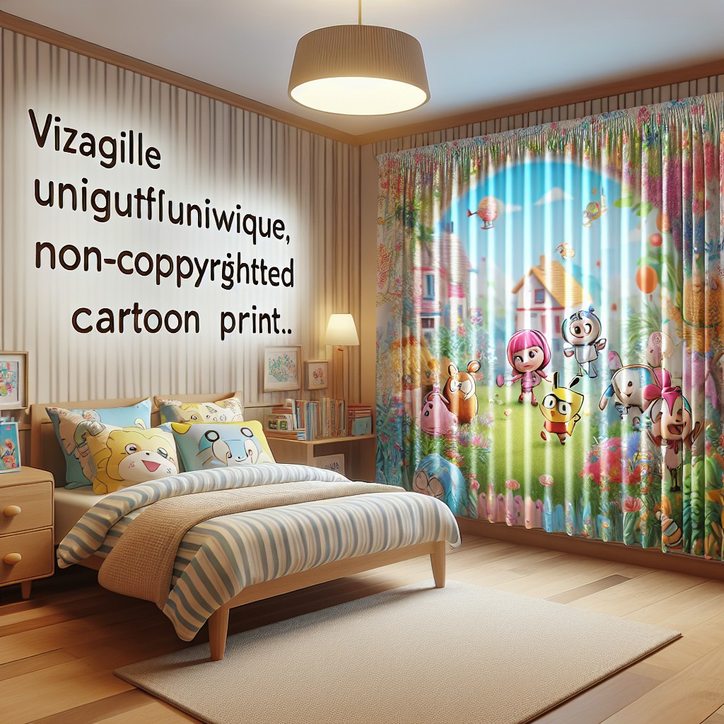 incorporate a valance with cartoon prints for a kids room