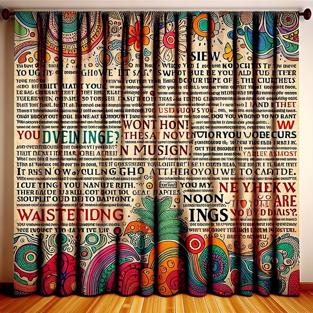 quirky quotes printed curtains
