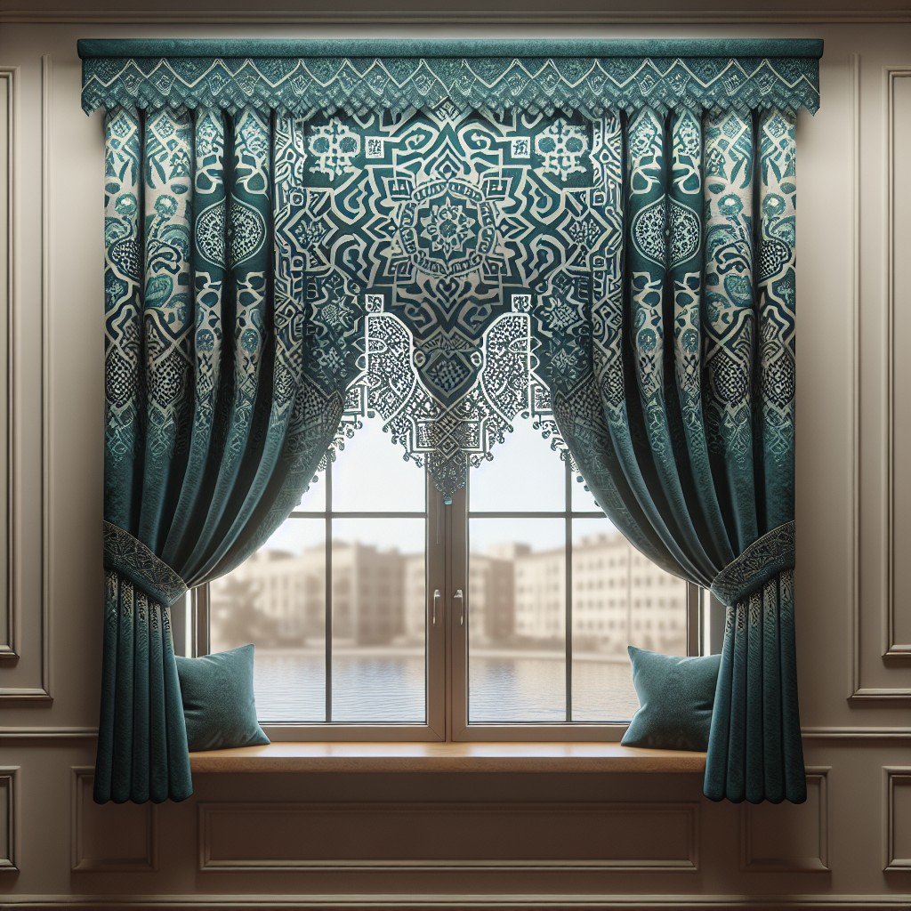 teal moroccan pattern window valance