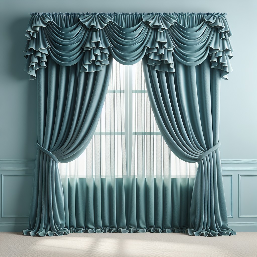 teal valance curtains match with backdrop drapes
