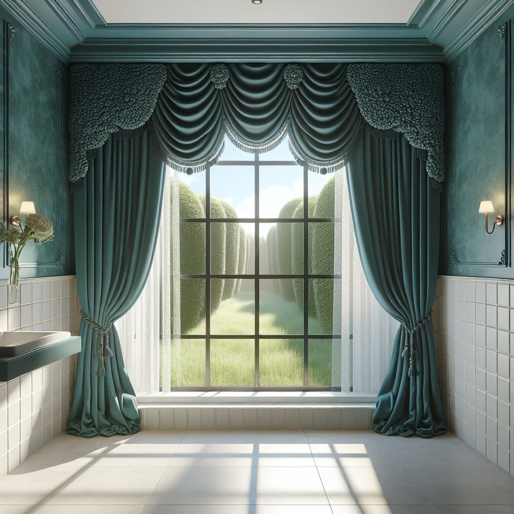 teal valances for bathroom windows