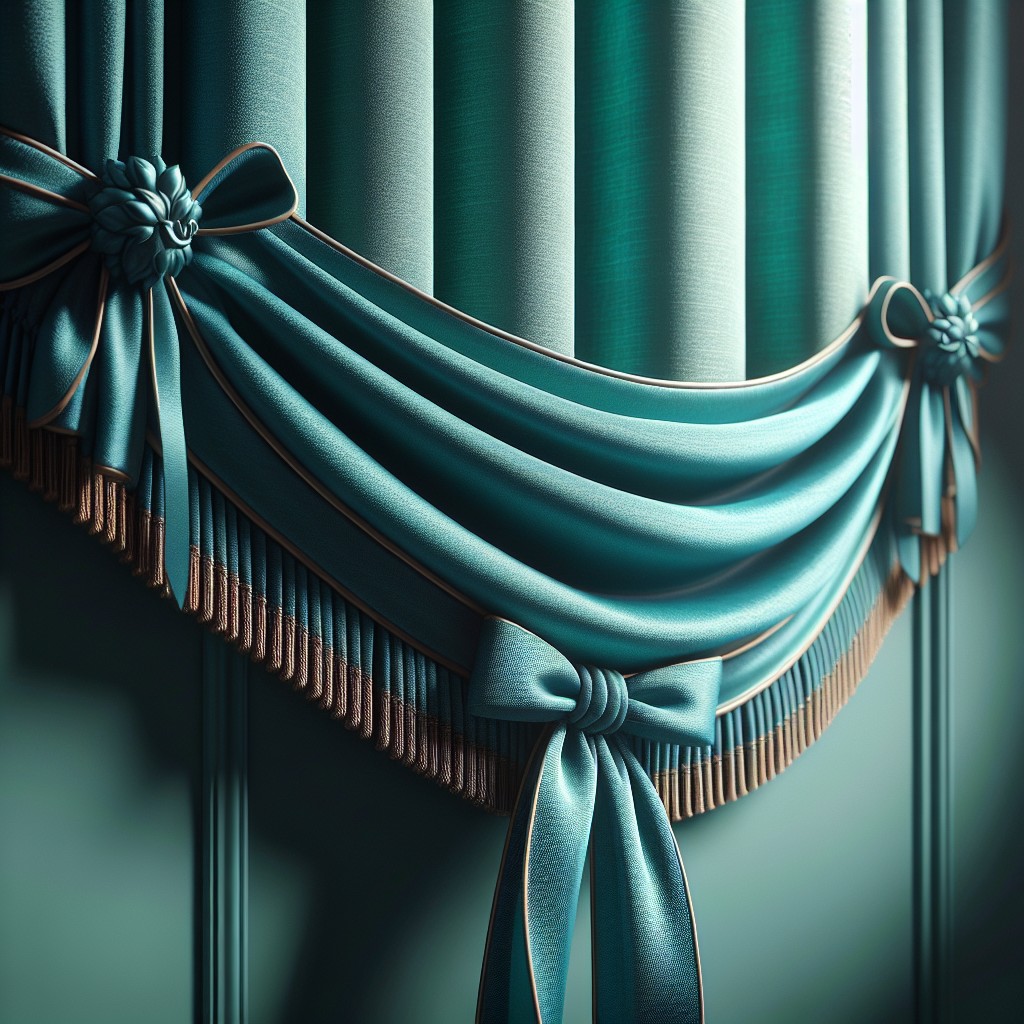 tie up shades teal valance with ribbon