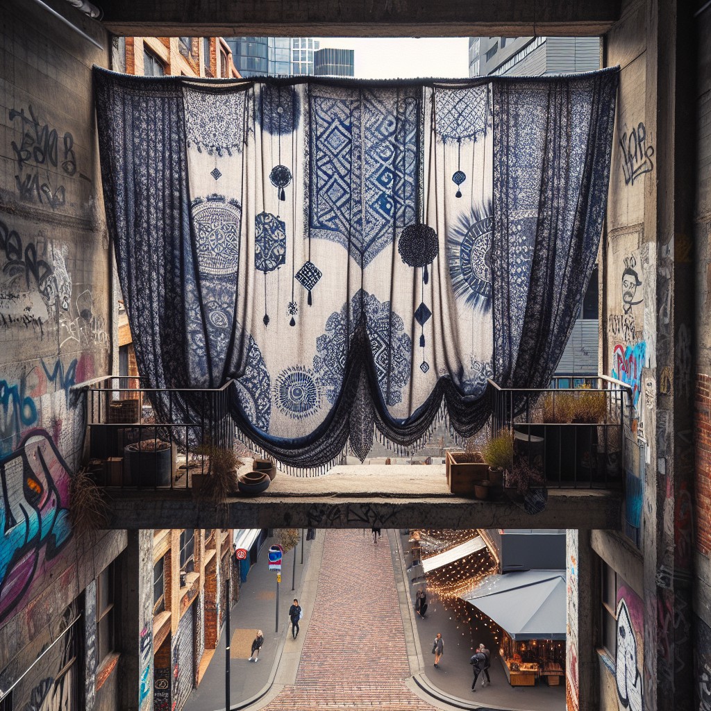 urban bohemian aesthetic with shibori curtains