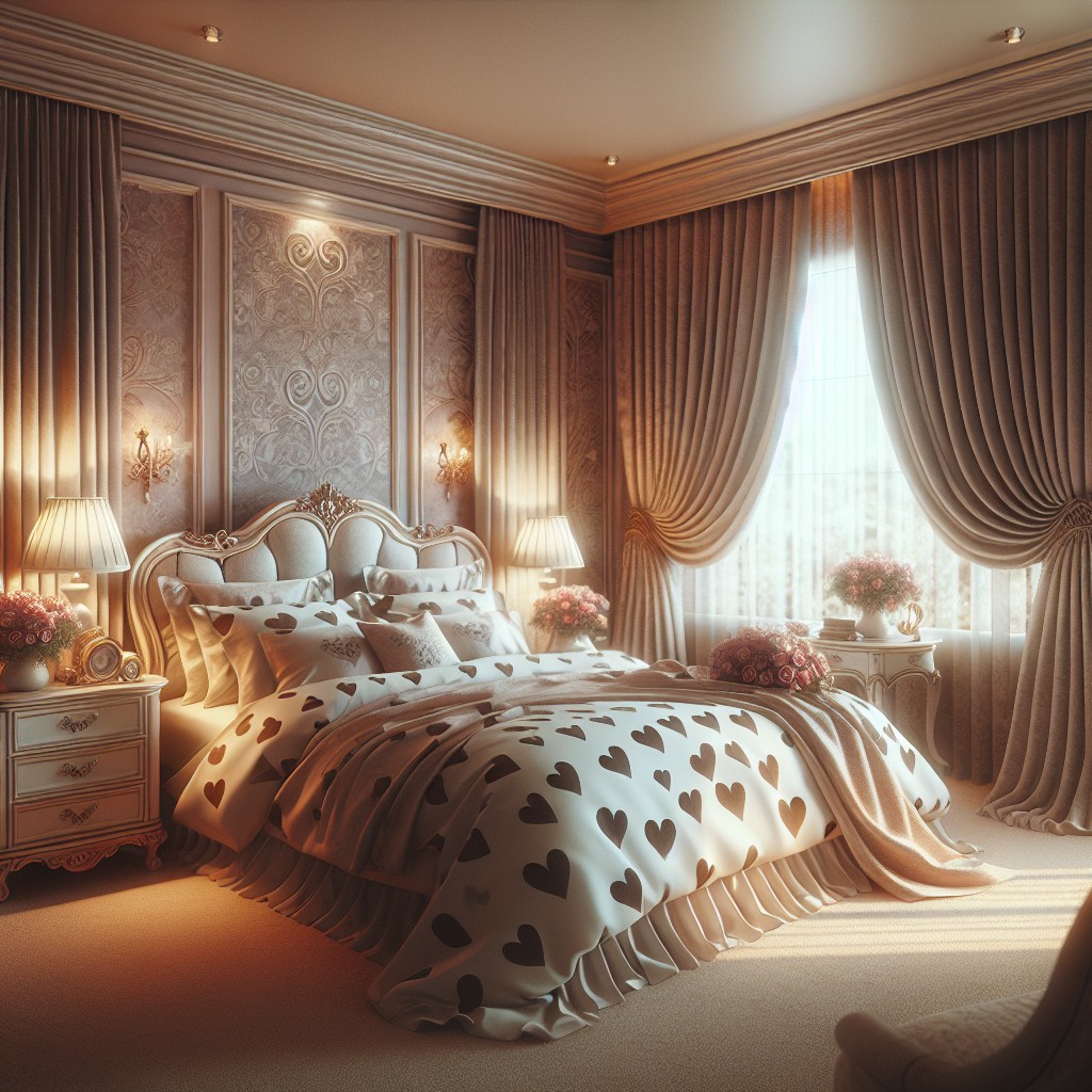 using pencil pleat curtains to create a romantic bedroom setting