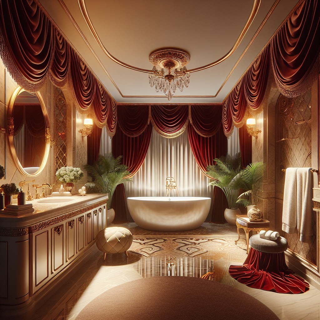 velvet valances for opulent bathrooms