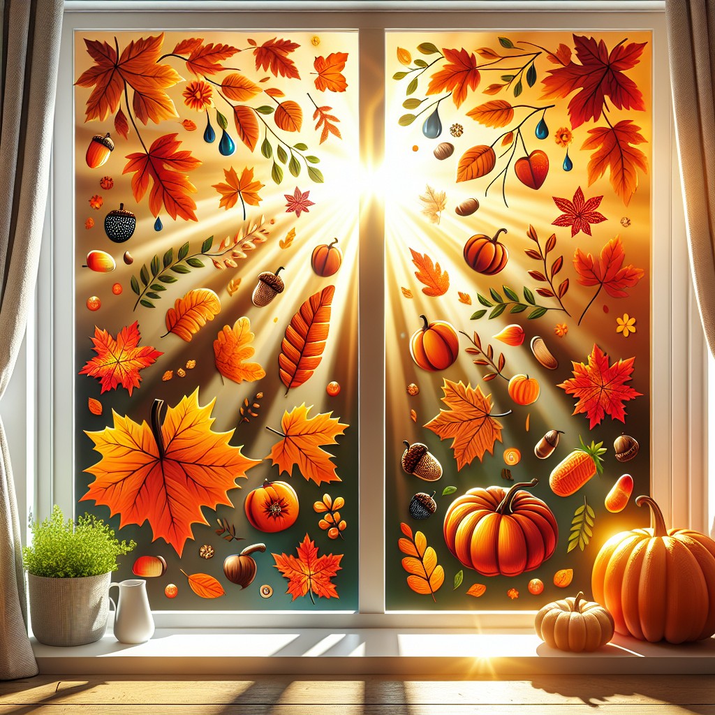 12 window stickers with fall motifs