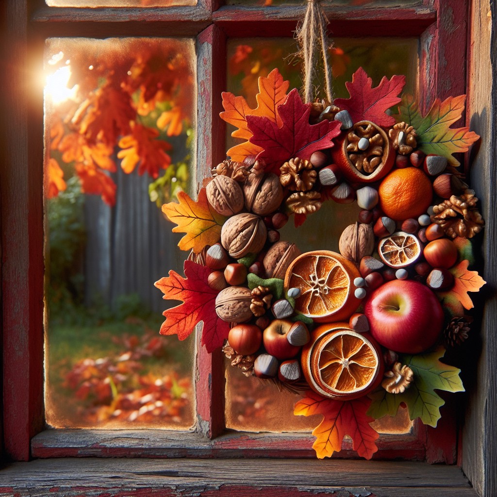 13 dried fruit and nut window decorations