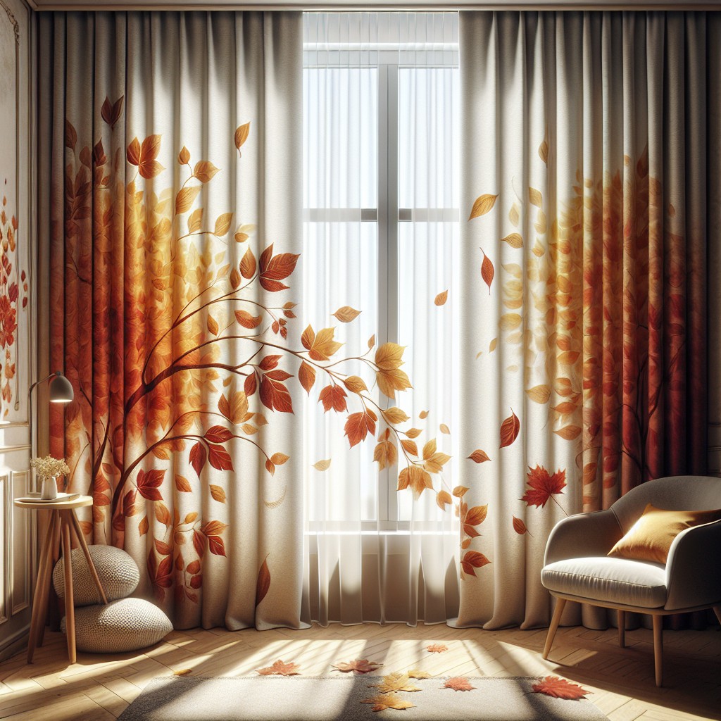 17 floating fall leaves curtain