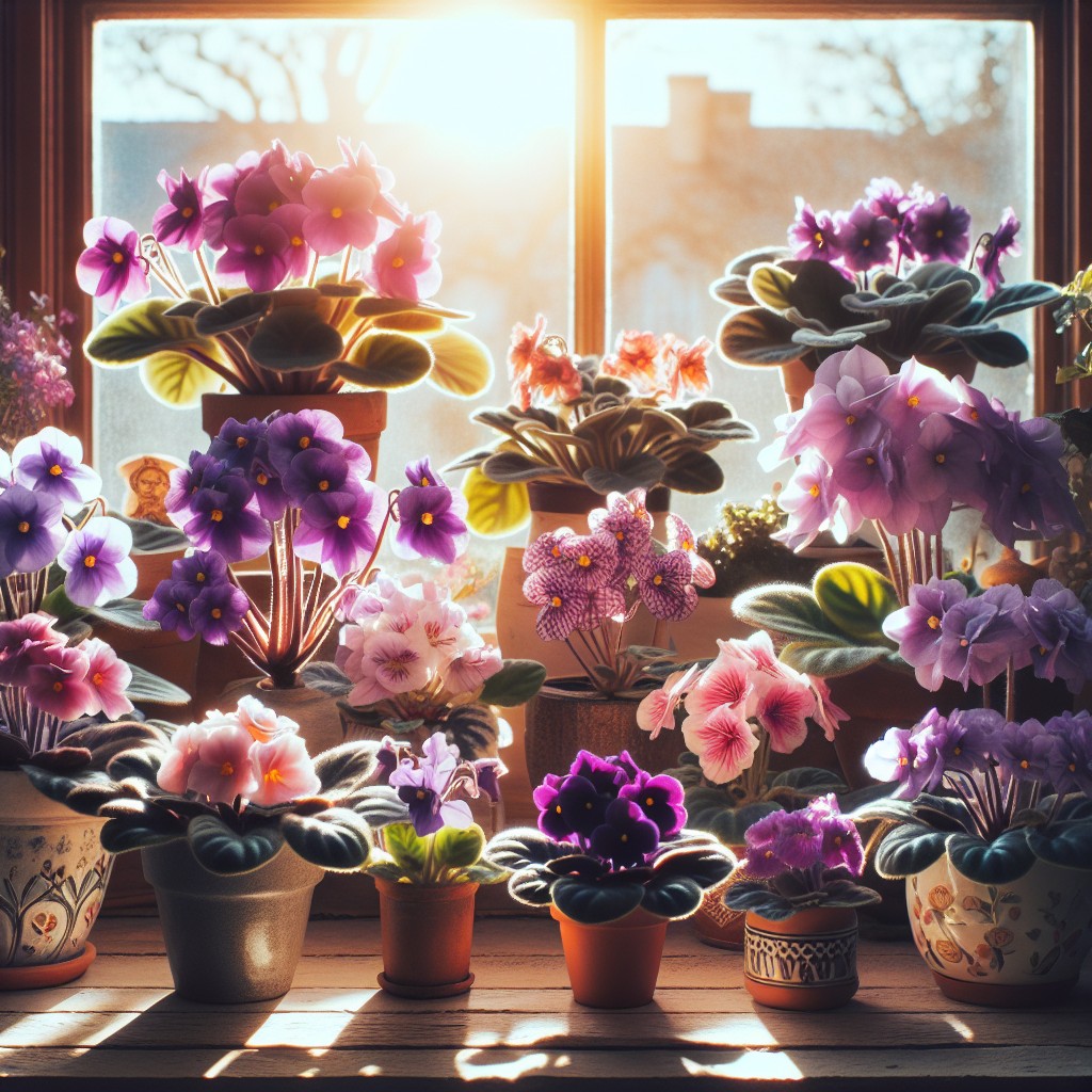 a colorful hodgepodge of african violets