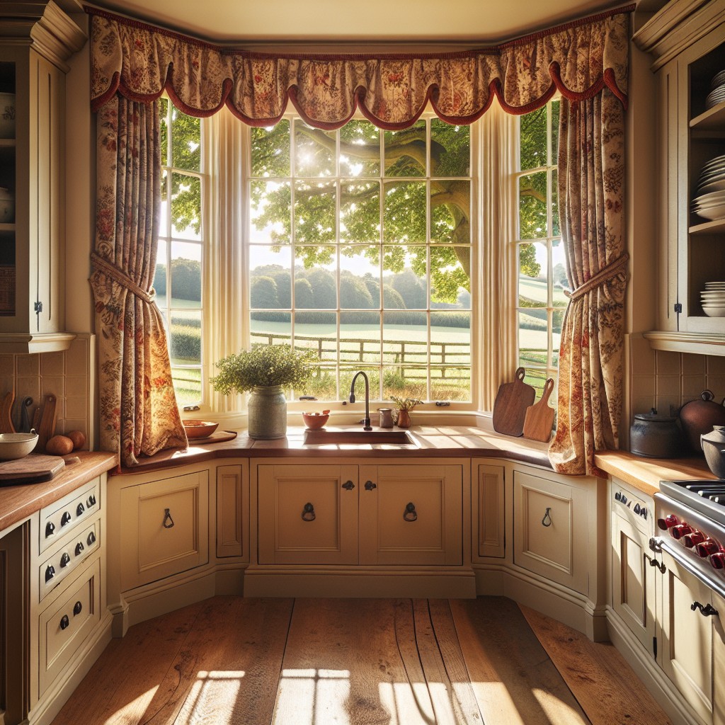 country style window treatments for bay windows