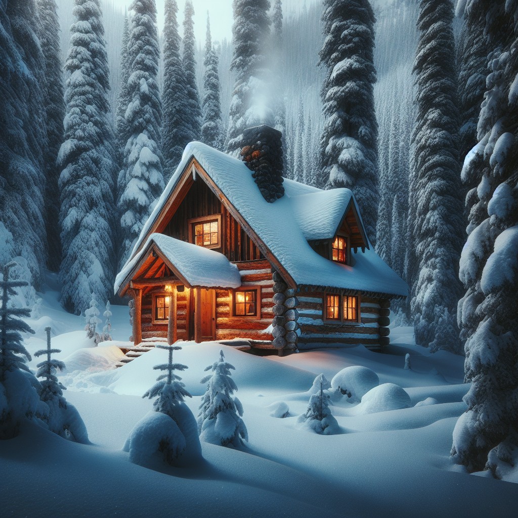 cozy cabin in the woods scene
