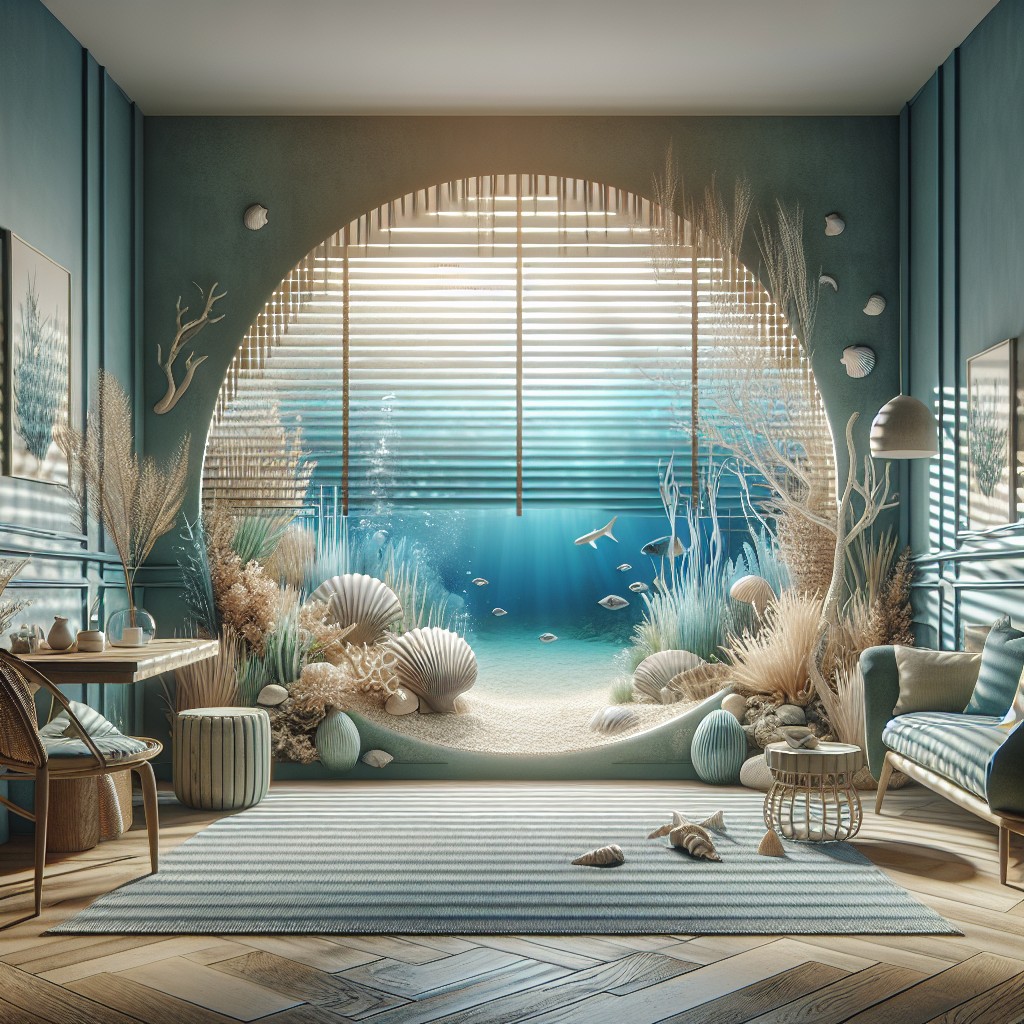 create an oceanic theme with sea grass blinds